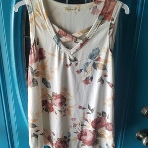 Floral white tank